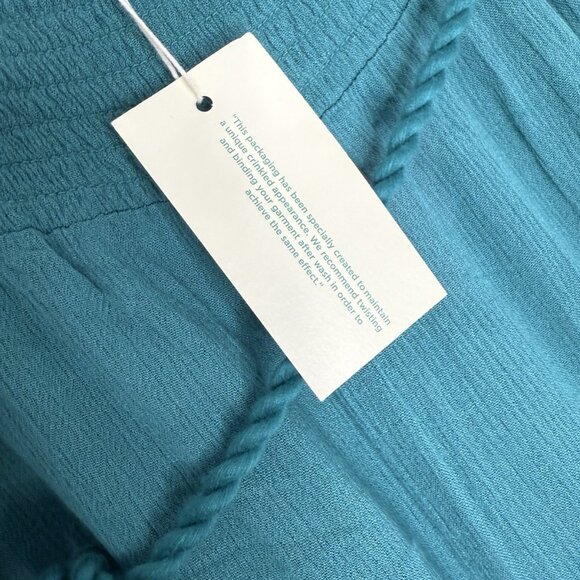 NWT Sundance "Spice Route" Embroidered Wide Leg Viscose Pants Sz M Teal $118 - Picture 6 of 15